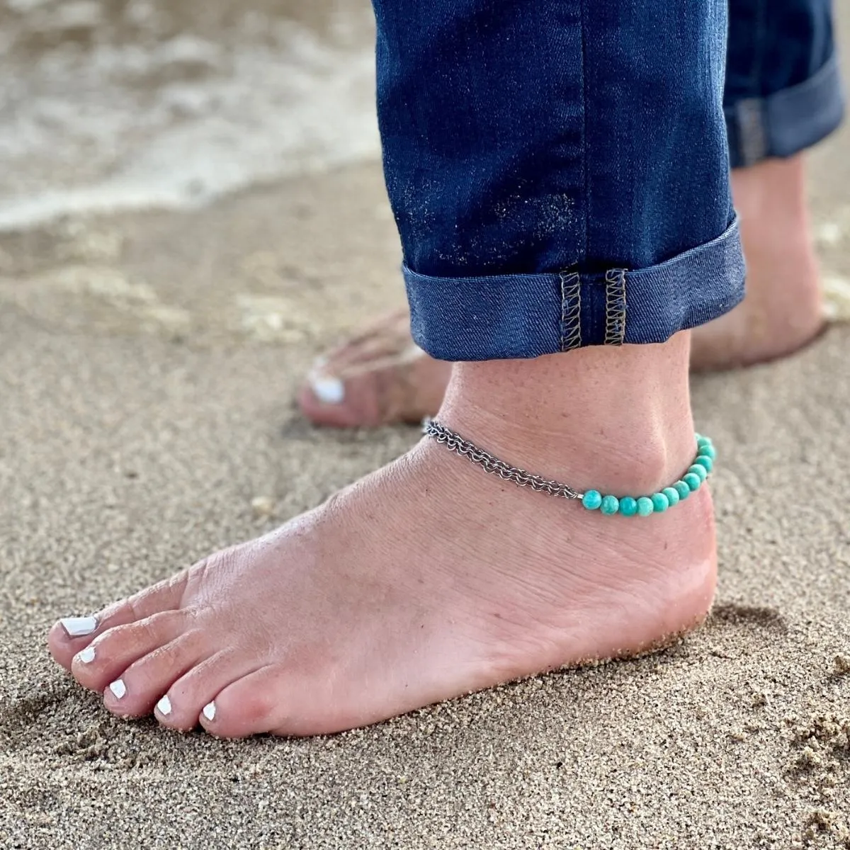 Neptunic SharkSuit Anklet with Amazonite - Sustainable Fashion for Ocean Lovers