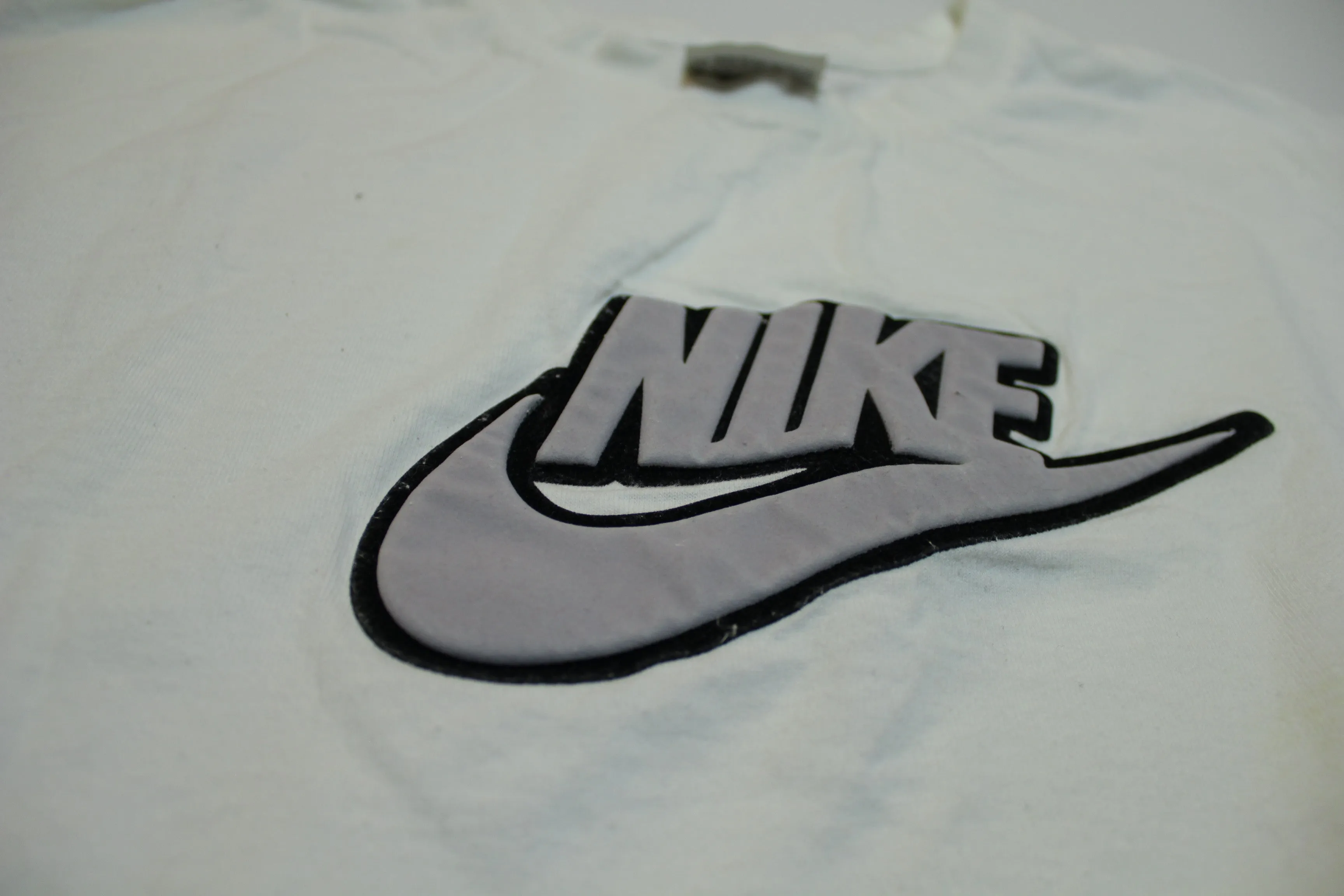 Nike Puff Raised Logo Swoosh Spellout Vintage Y2K Silver Tag Long Sleeve T-Shirt