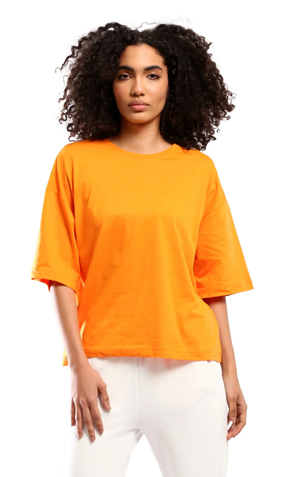 O179809 Solid Slip On Orange Comfy Cotton Tee