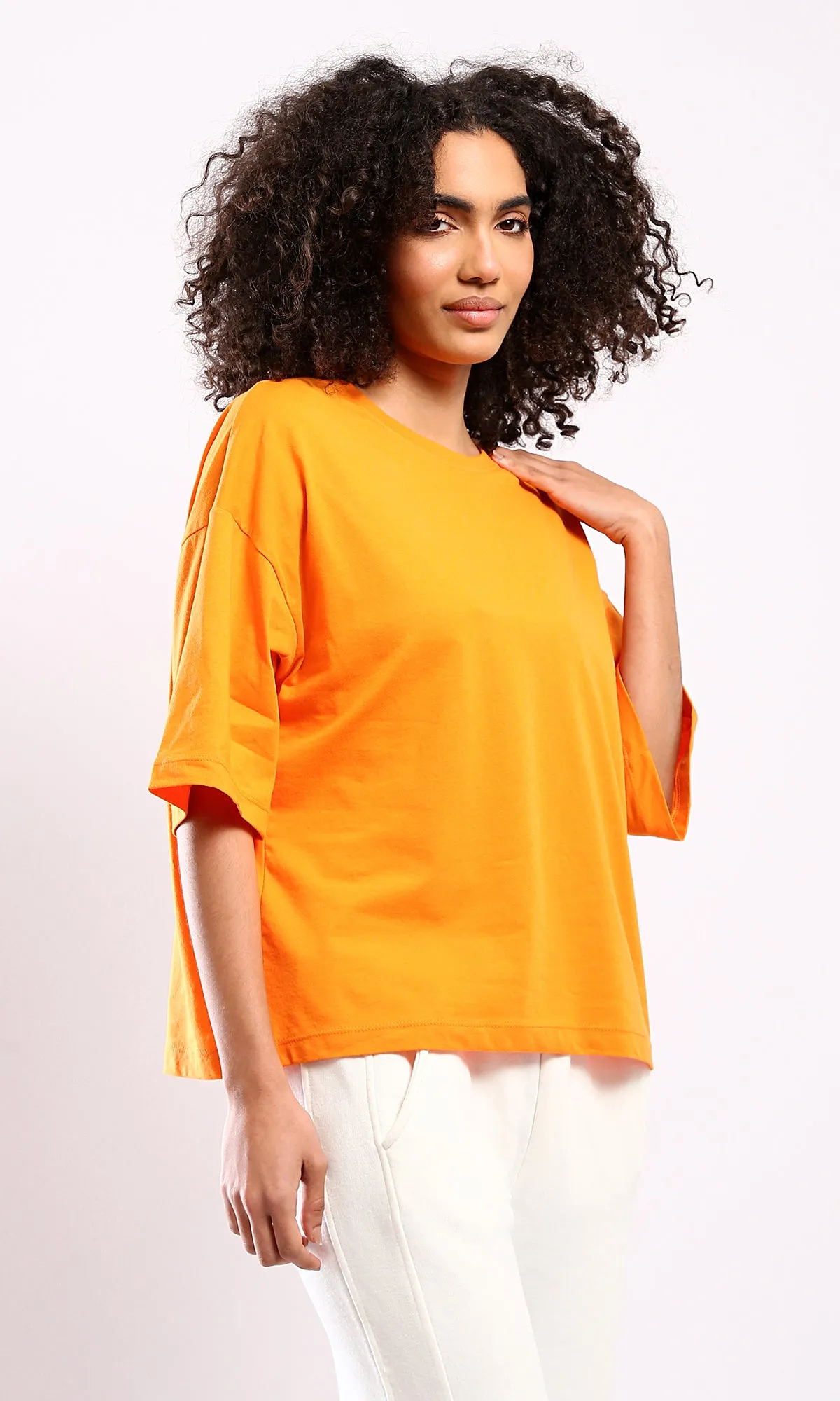 O179809 Solid Slip On Orange Comfy Cotton Tee