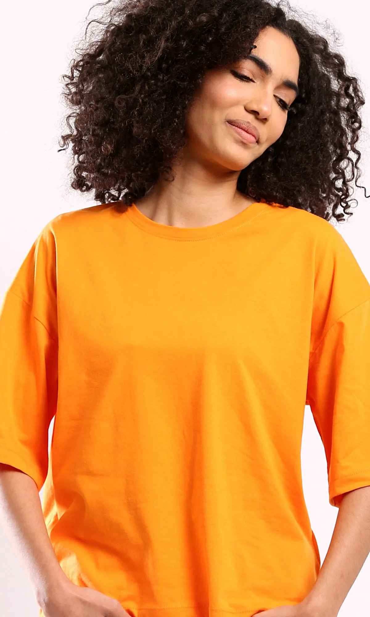 O179809 Solid Slip On Orange Comfy Cotton Tee