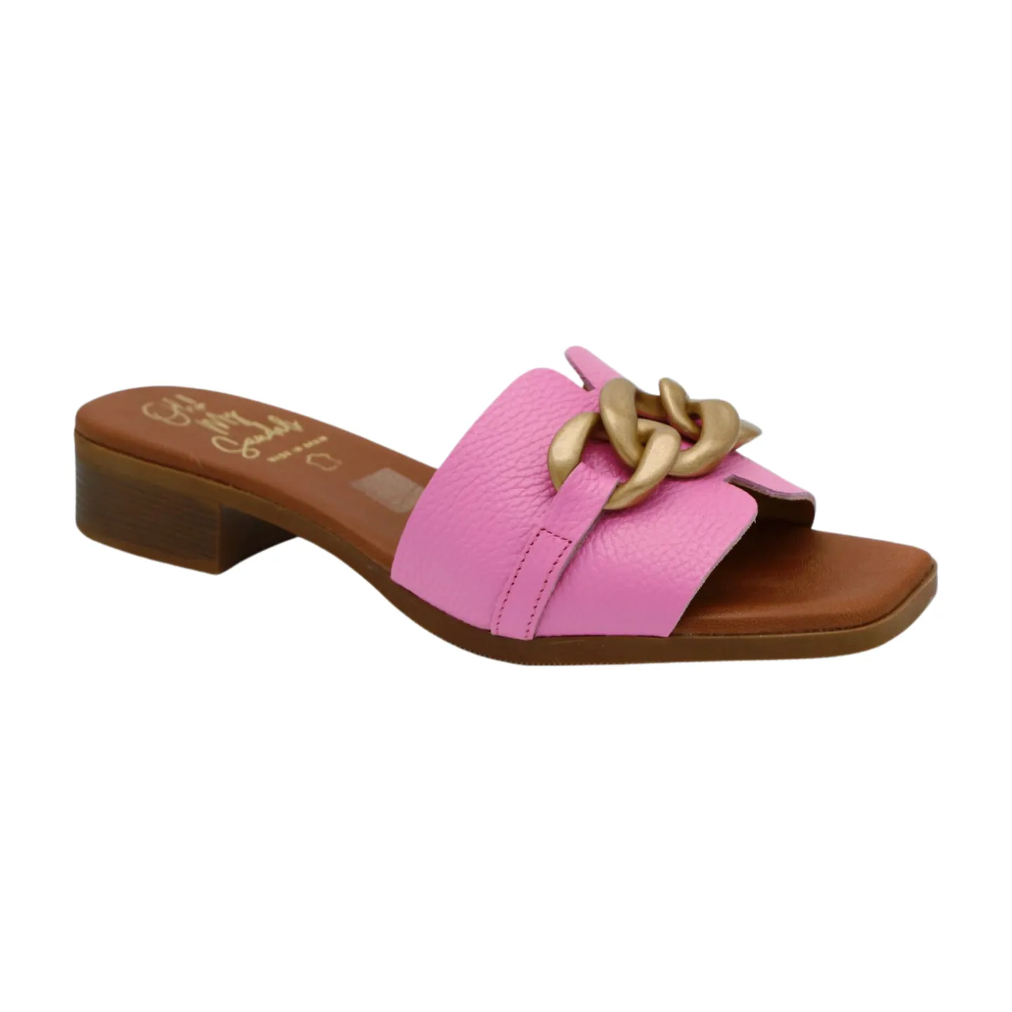 OH MY SANDALS Pink  Leather Slider Sandal