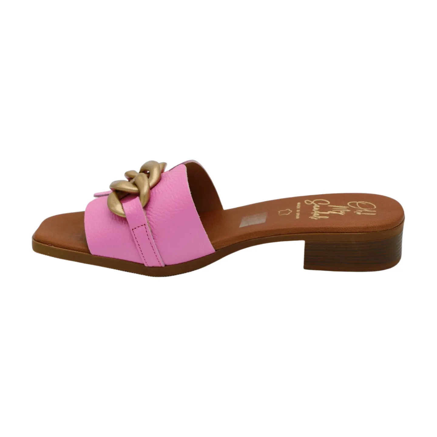 OH MY SANDALS Pink  Leather Slider Sandal