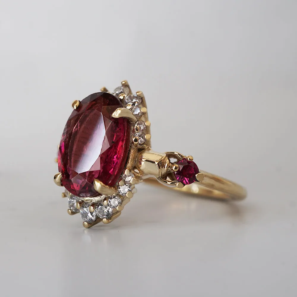 One Of A Kind: Pink Tourmaline and Ruby Scarab Diamond Ring in 14K and 18K Gold