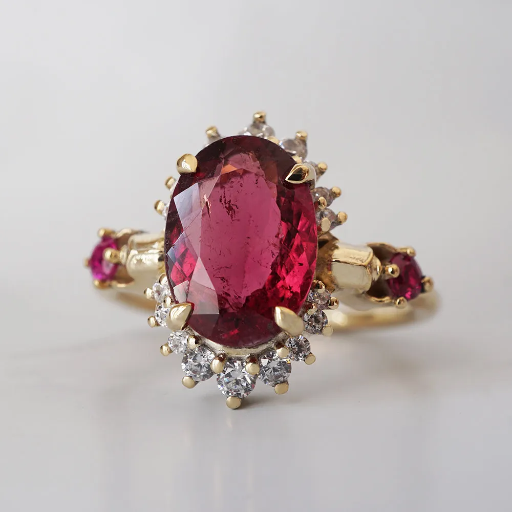 One Of A Kind: Pink Tourmaline and Ruby Scarab Diamond Ring in 14K and 18K Gold