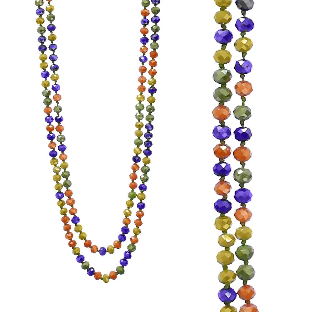 Orange, Mustard, Olive, Purple Mix Crystal 60" Layering Necklace