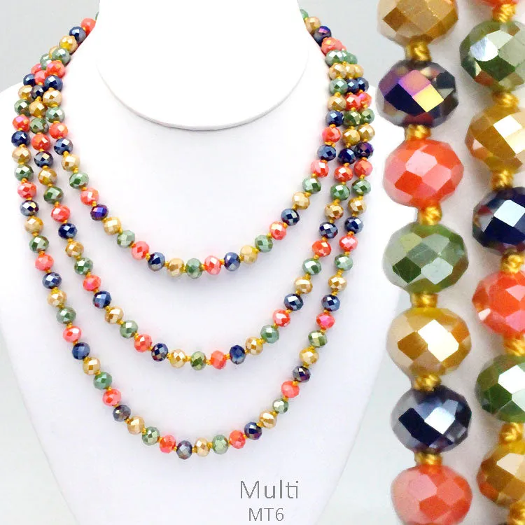 Orange, Mustard, Olive, Purple Mix Crystal 60" Layering Necklace