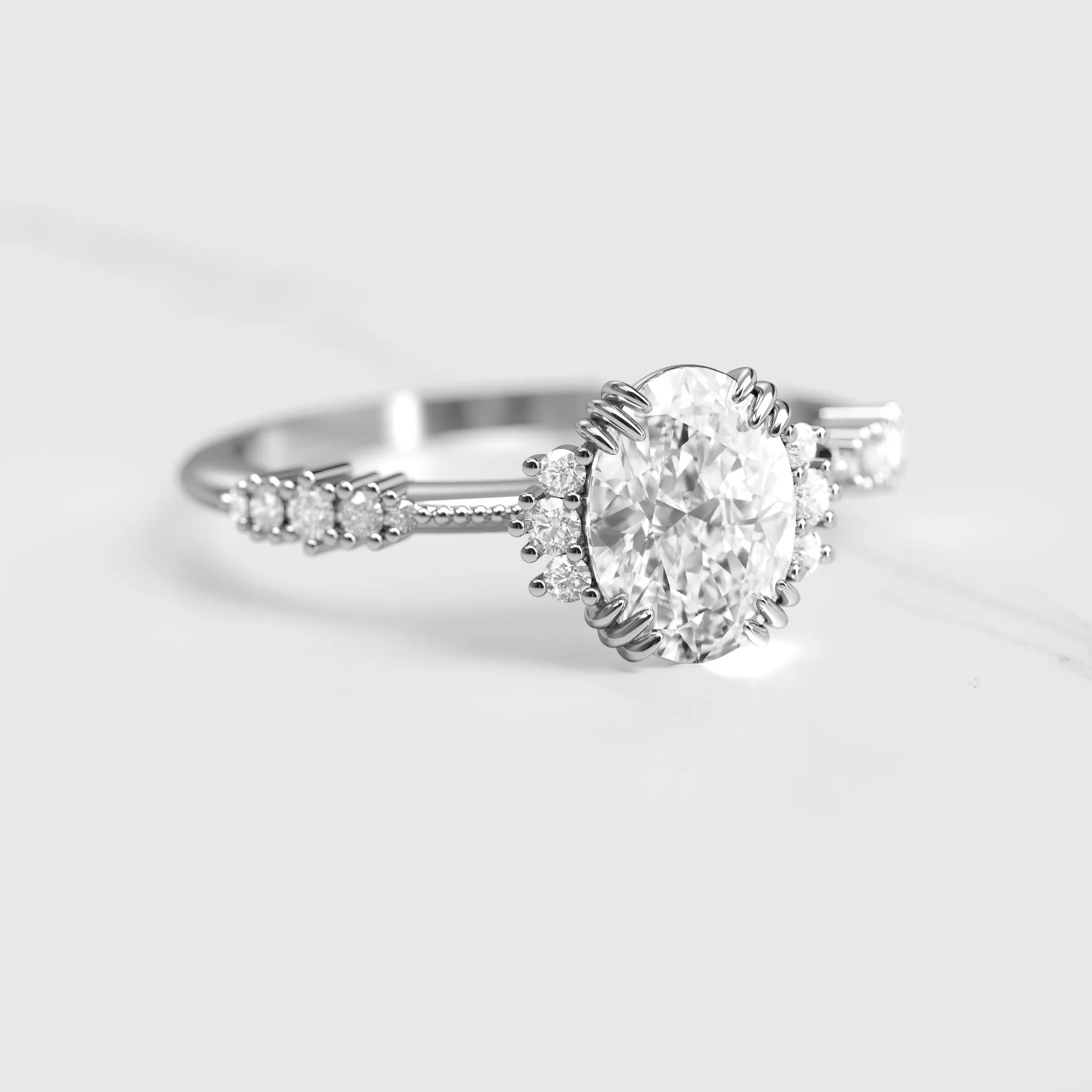 Oval Cluster Diamond Ring