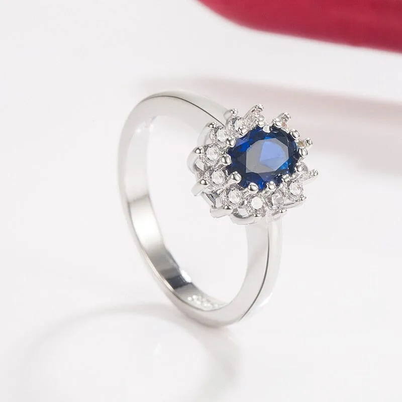 Oval Flower Silver Ring