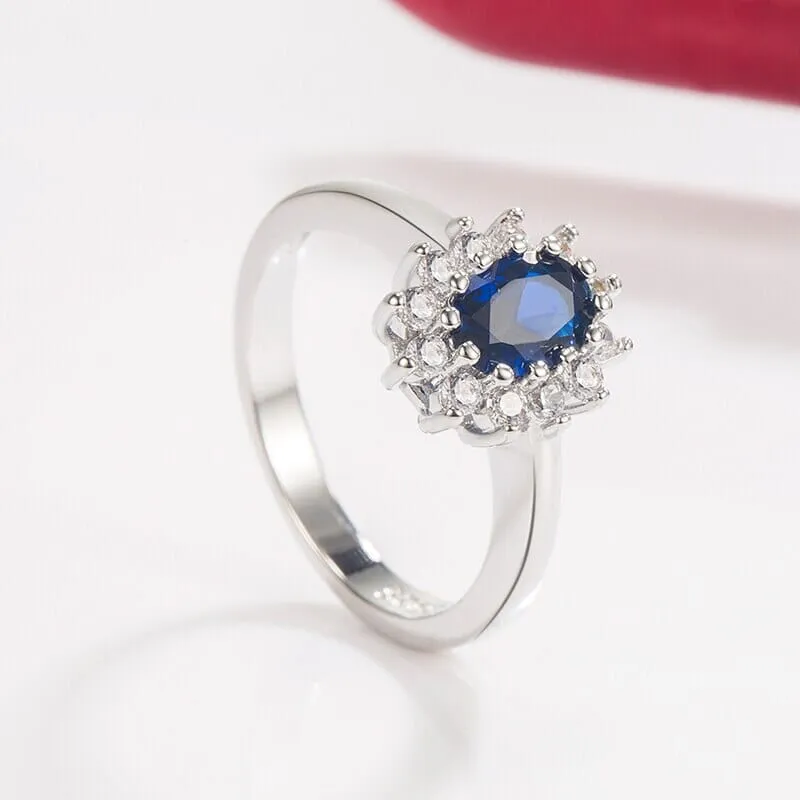 Oval Flower Silver Ring