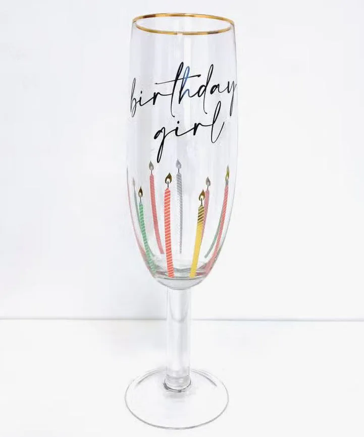 Oversized Champagne Glass - Multi Birthday Girl