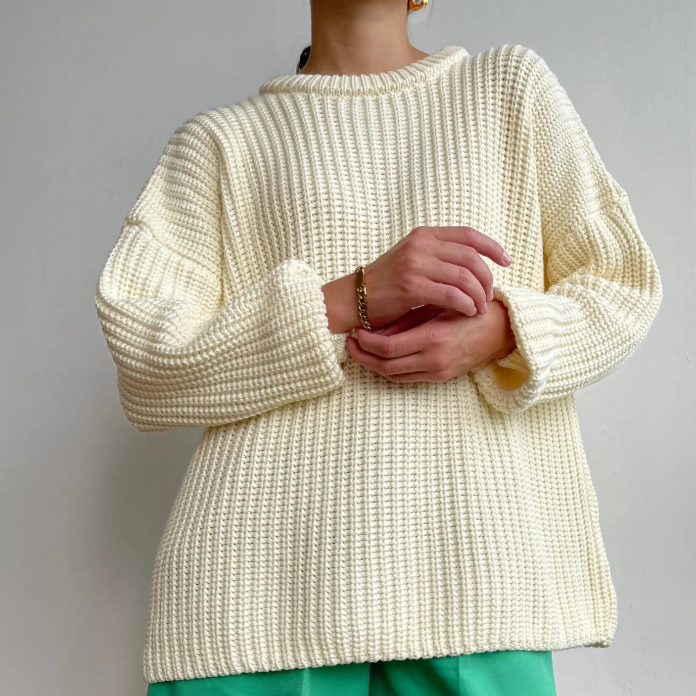 Oversized Knitted Sweater With O-Neck