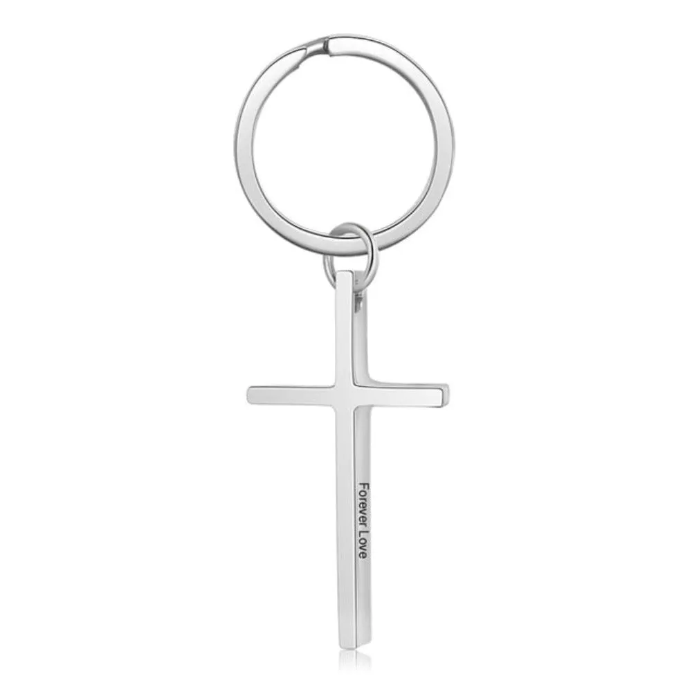 Personalized Stainless Steel Cross Keychains