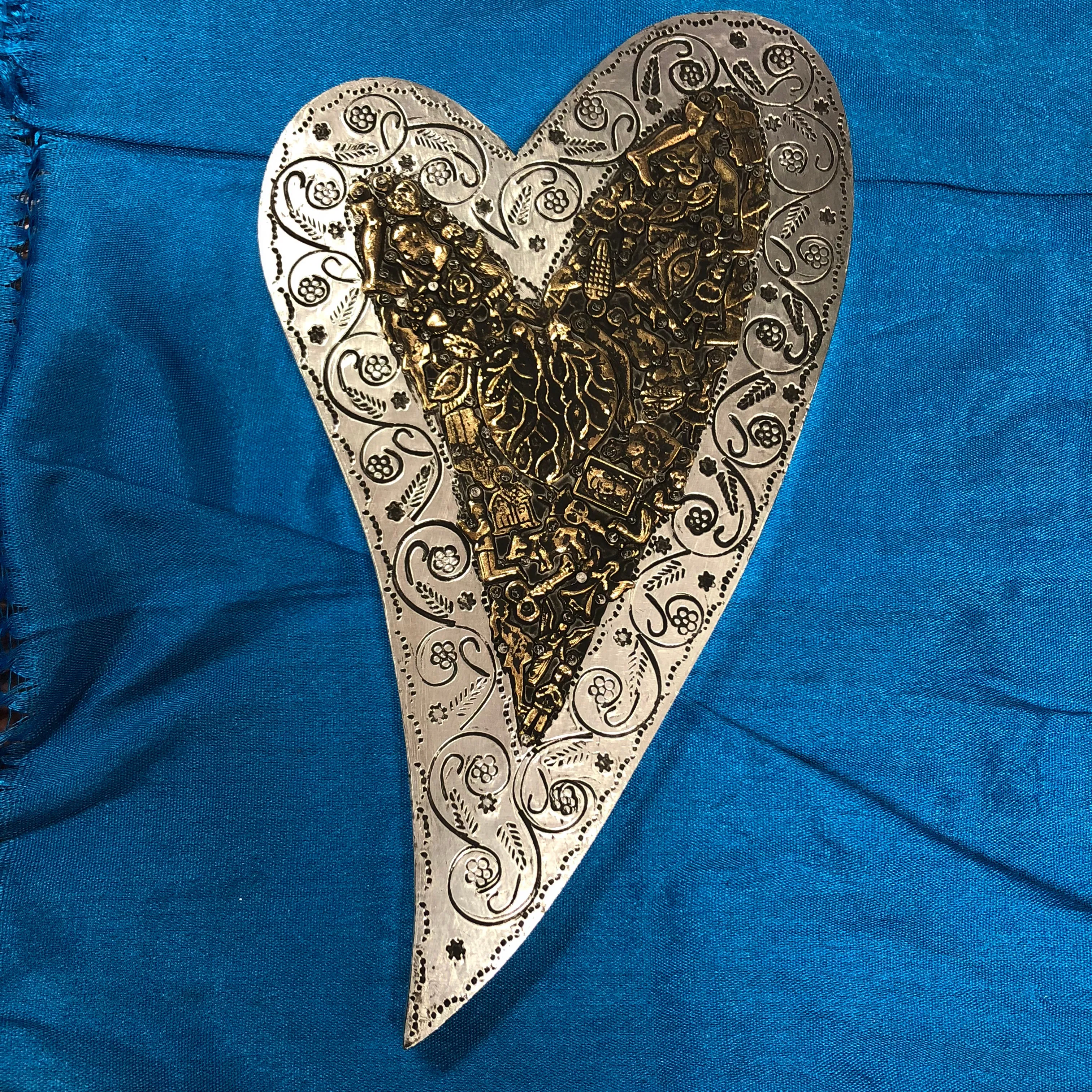 Pewter Wood Hearts