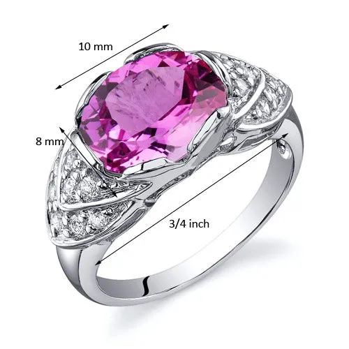 Pink Sapphire Oval Cut Sterling Silver Ring Size 5