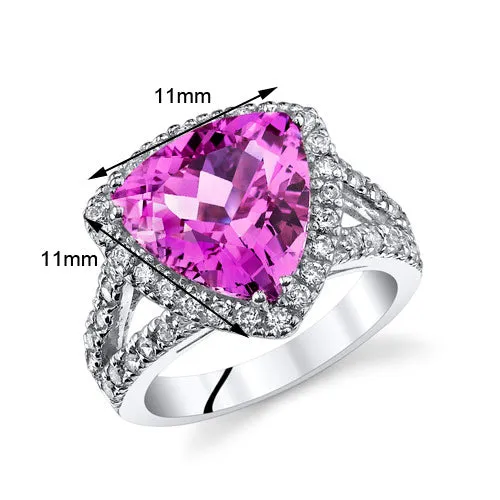 Pink Sapphire Trillion Sterling Silver Ring Size 7