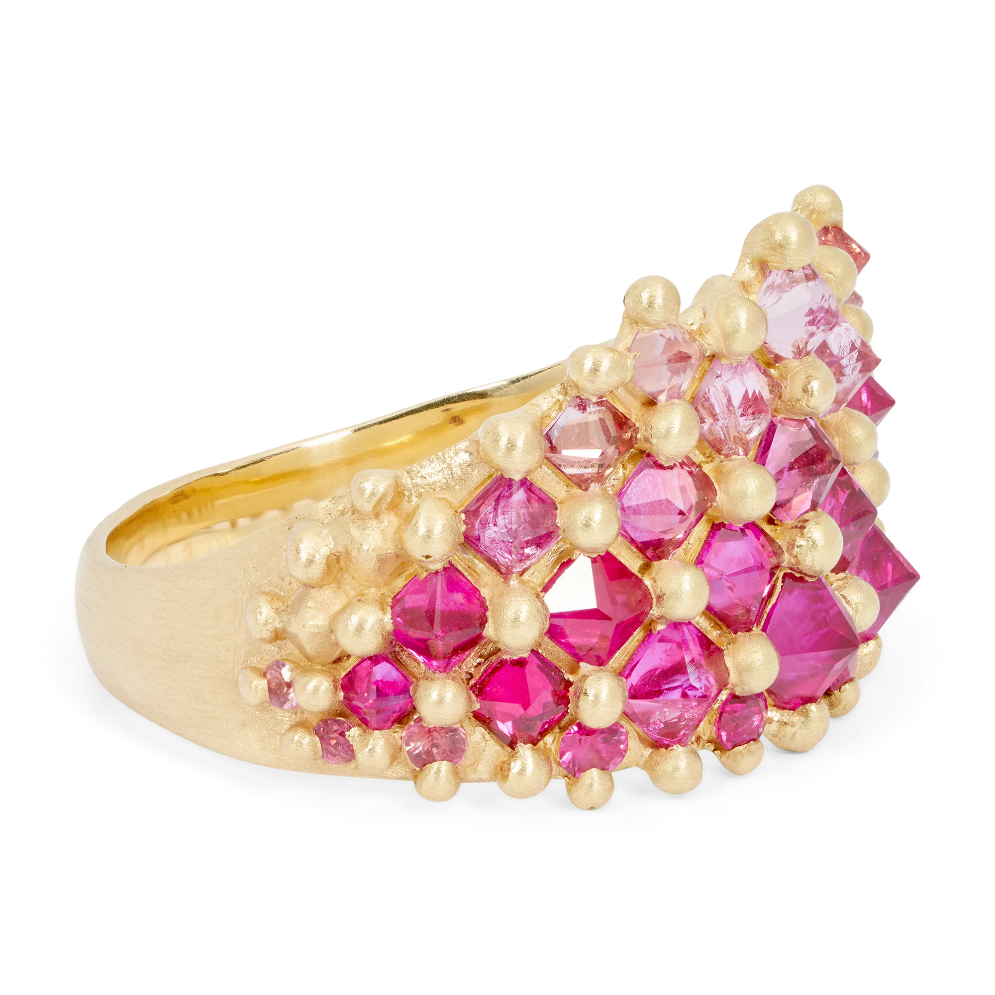 Pink Snap Dragon Half Shield Ring - Made to Order