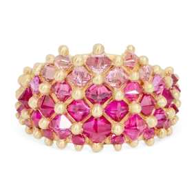 Pink Snap Dragon Half Shield Ring - Made to Order