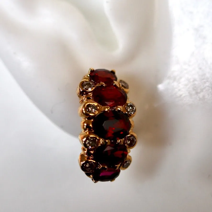 Prince Consort 14k Gold, Garnet and Diamond Earrings.