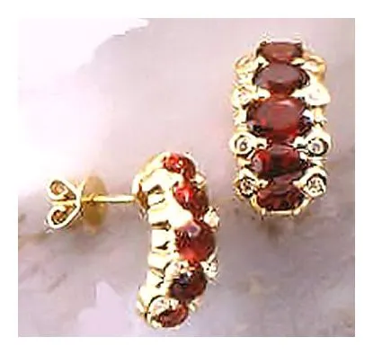 Prince Consort 14k Gold, Garnet and Diamond Earrings.