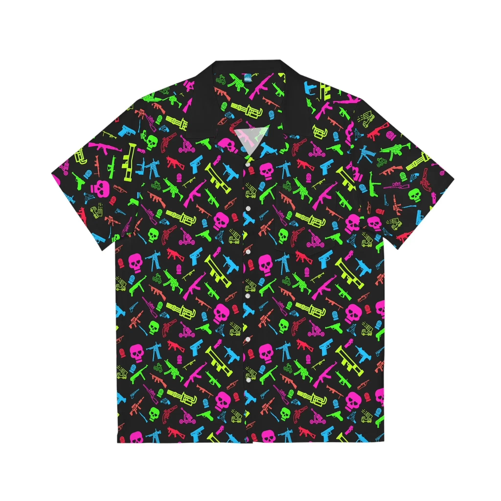 "Aloha to Arms" - Retro Neon Firearms Hawaiian Shirt