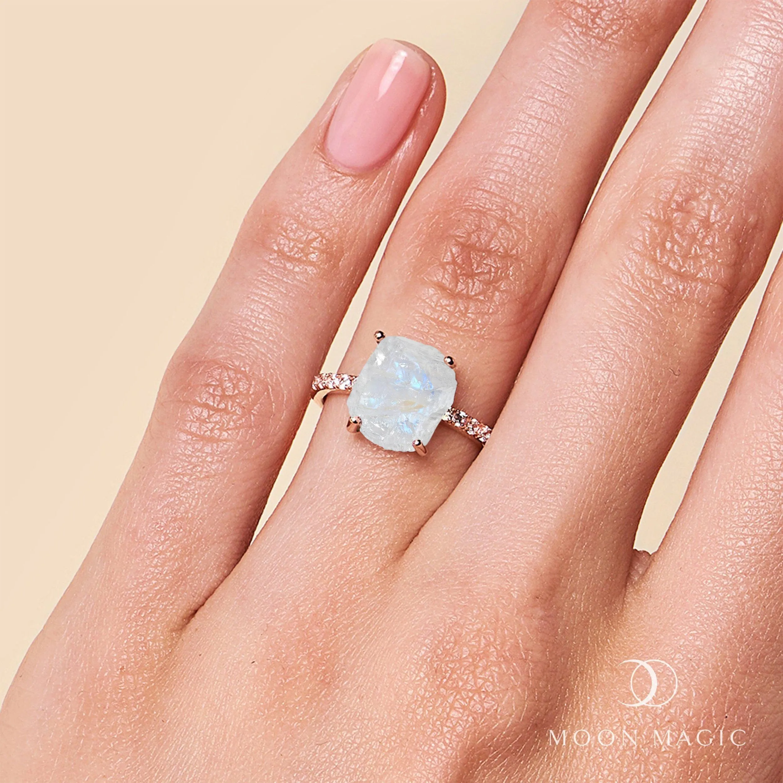 Raw Crystal Ring - Ritzy Moonstone