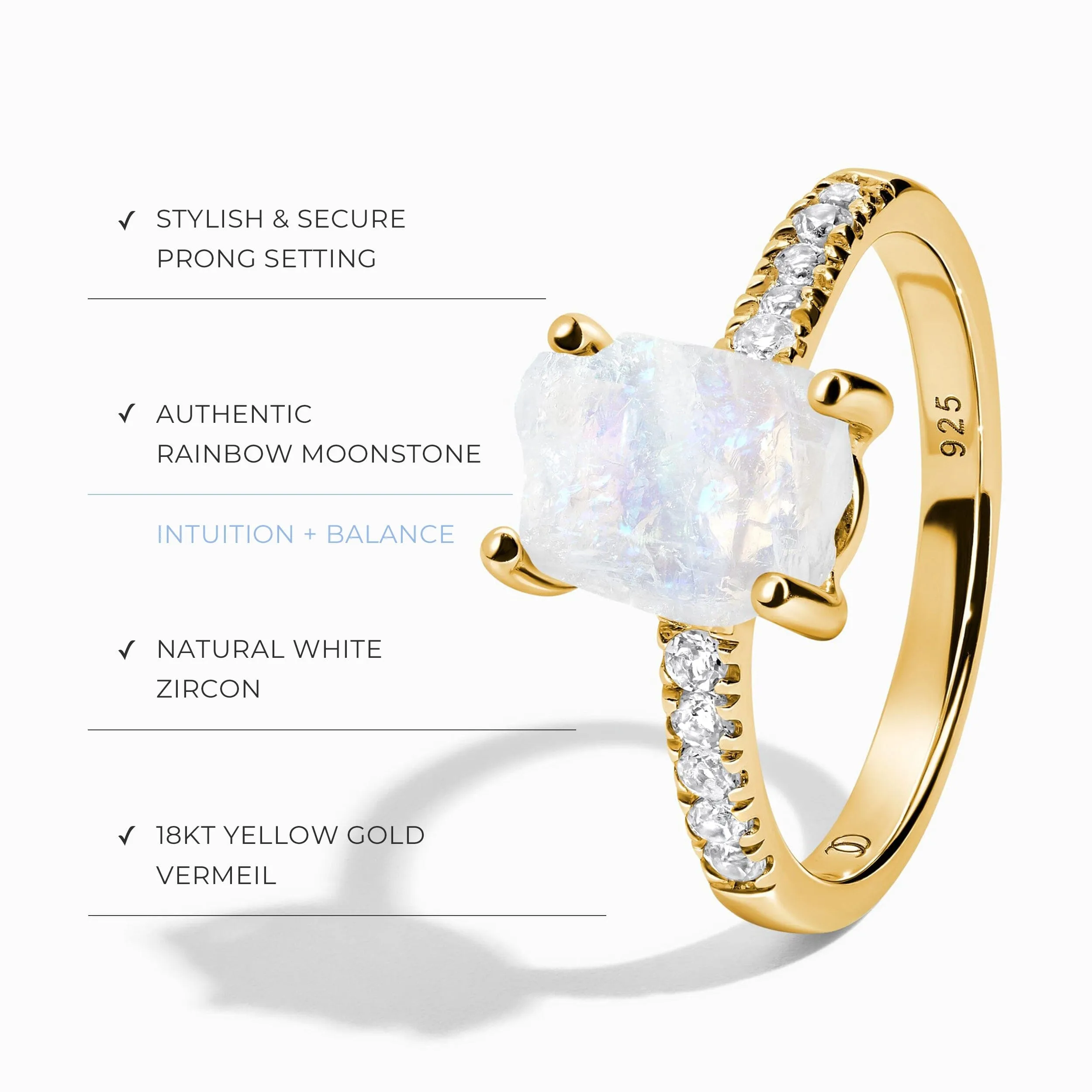 Raw Crystal Ring - Ritzy Moonstone