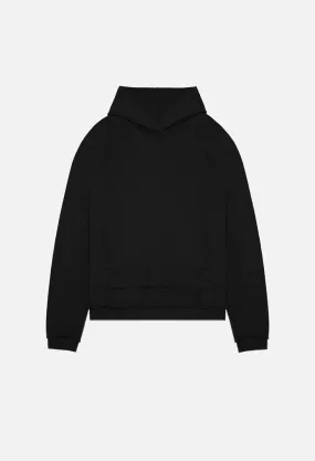 Raw Edge Raglan Hoodie / Black