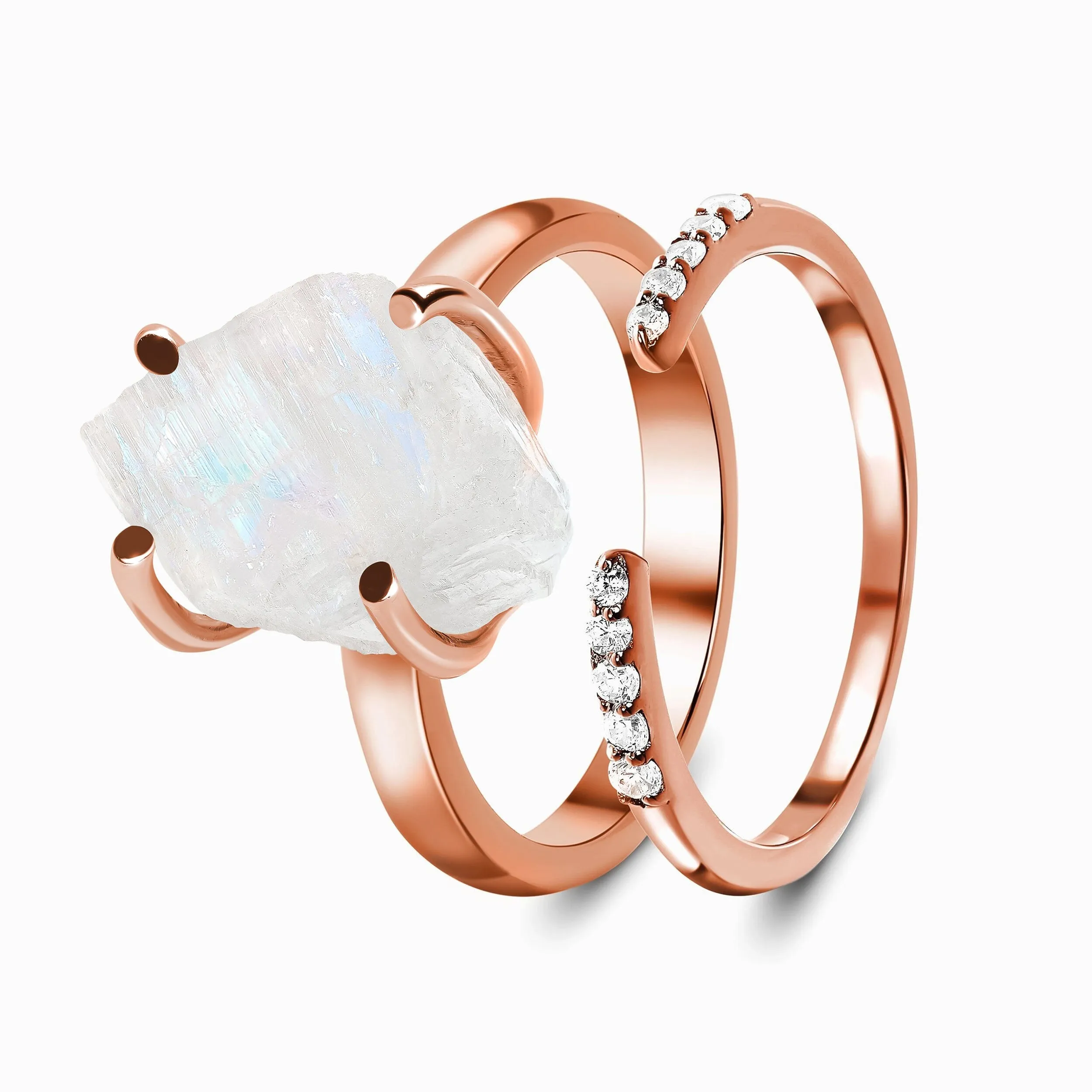 Raw Moonstone Ring & Twinkling Band