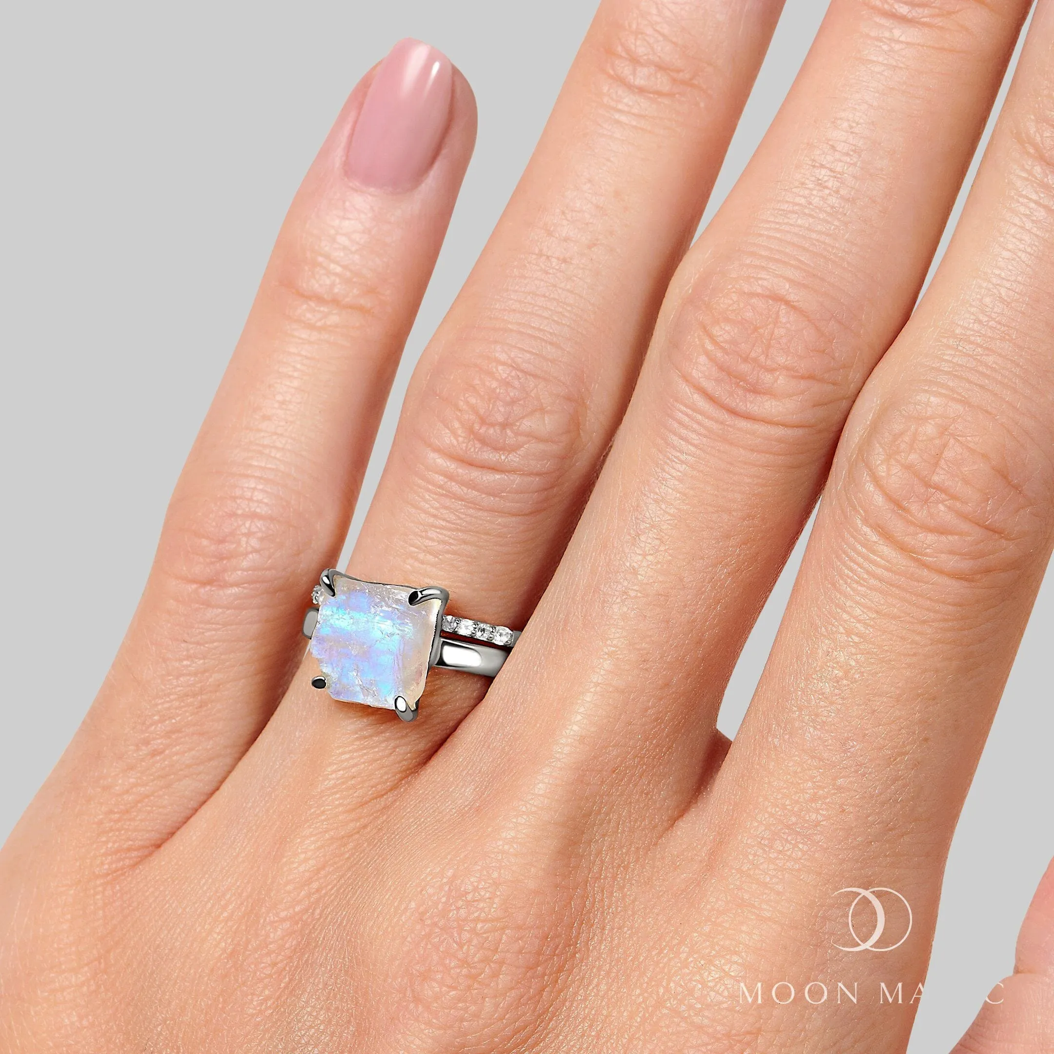 Raw Moonstone Ring & Twinkling Band