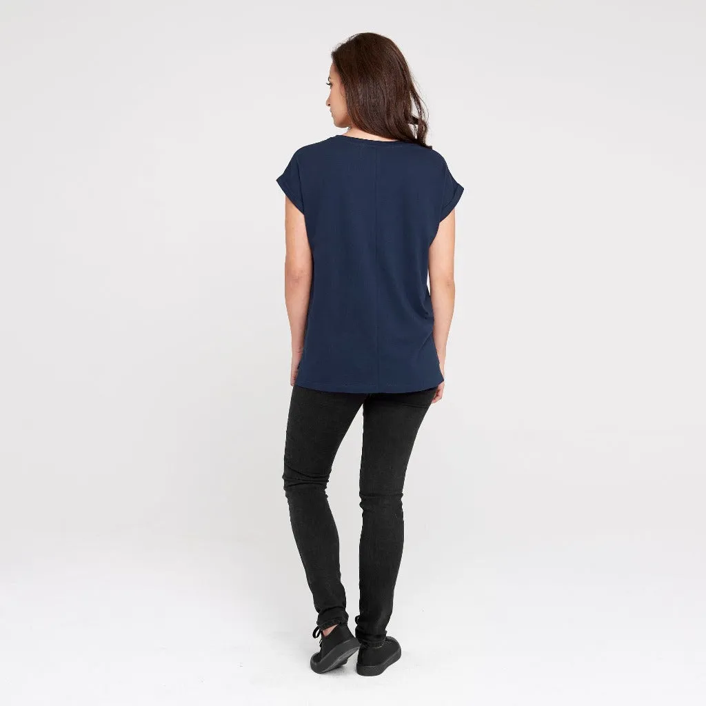 Rolled Sleeve Crew | Navy