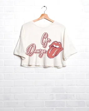 Rolling Stones Mississippi State Bulldogs Malibu Puff Ink Off White Cropped Tee