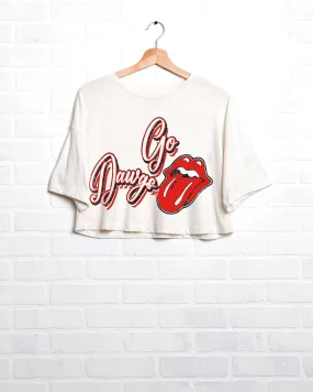 Rolling Stones UGA Bulldogs Malibu Puff Ink Off White Cropped Tee