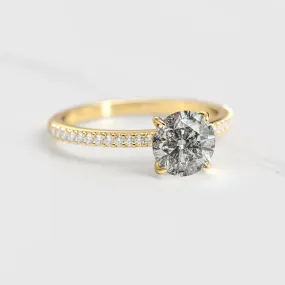 Round Half Pave Salt & Pepper Diamond Ring