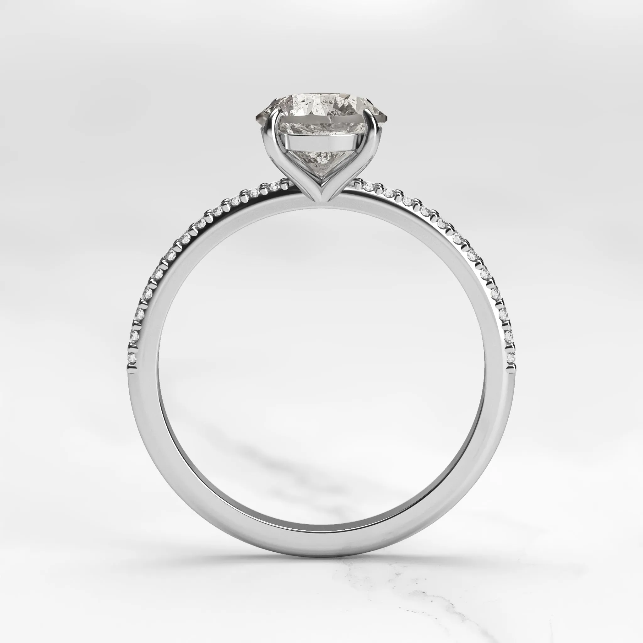 Round Half Pave Salt & Pepper Diamond Ring