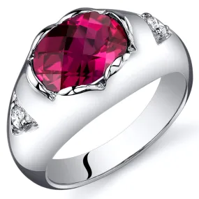 Ruby Oval Cut Sterling Silver Ring Size 7