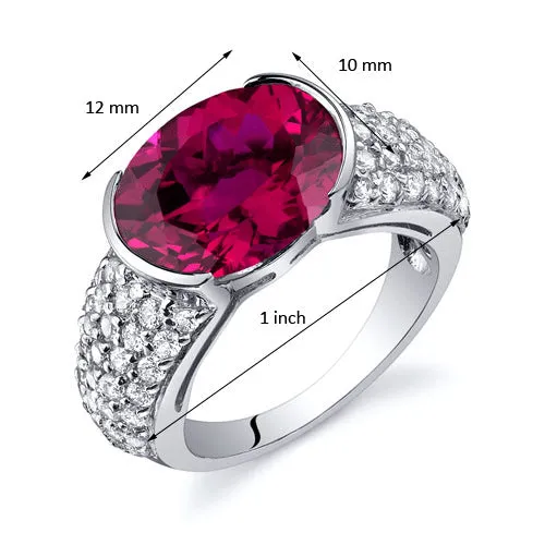 Ruby Oval Cut Sterling Silver Ring Size 9