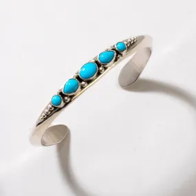 Russell Sam Navajo Sleeping Beauty Turquoise USA Native American Made 925 Sterling Silver Cuff