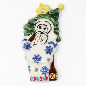 Santa w/ Christmas Tree-Ornament in Falling Snow