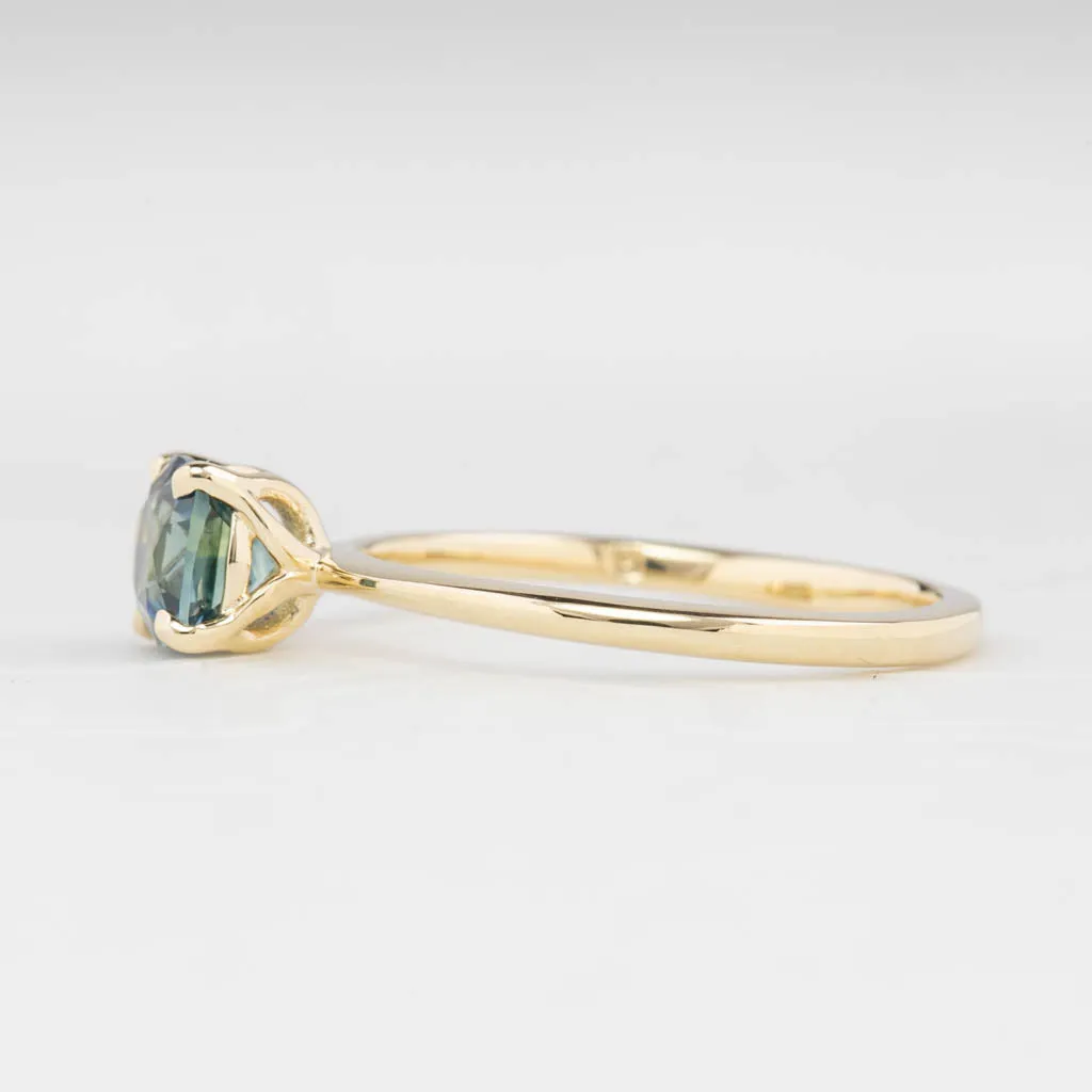 Sara Ring 0.81ct Teal Blue Montana Sapphire, 14K Yellow Gold (One of a kind)