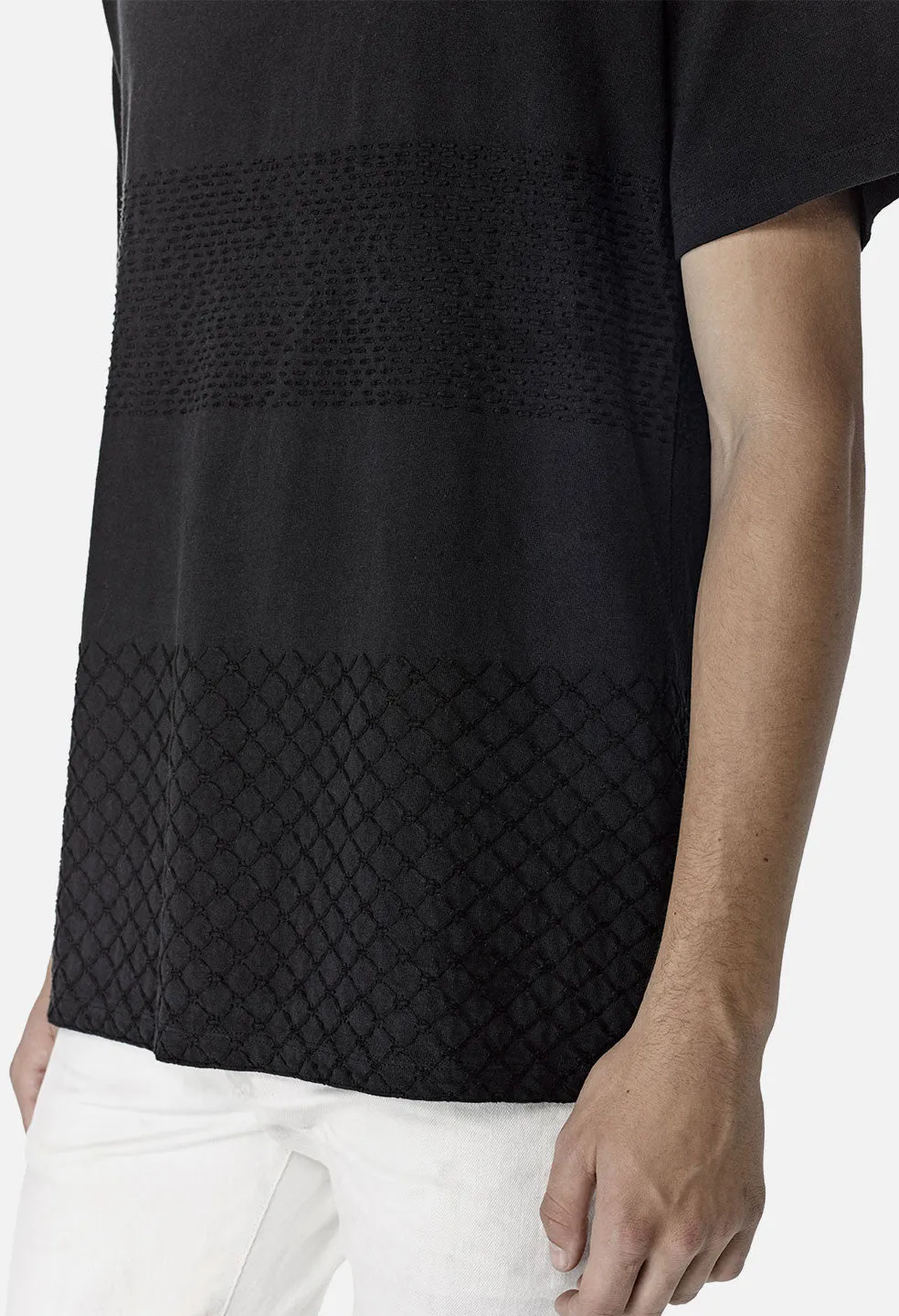 Sashiko Cropped Tee / Black