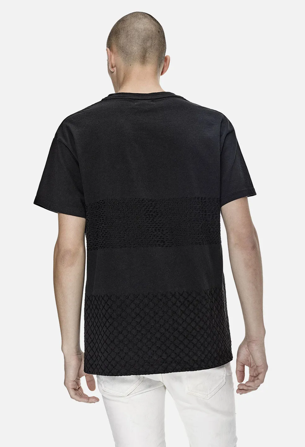 Sashiko Cropped Tee / Black