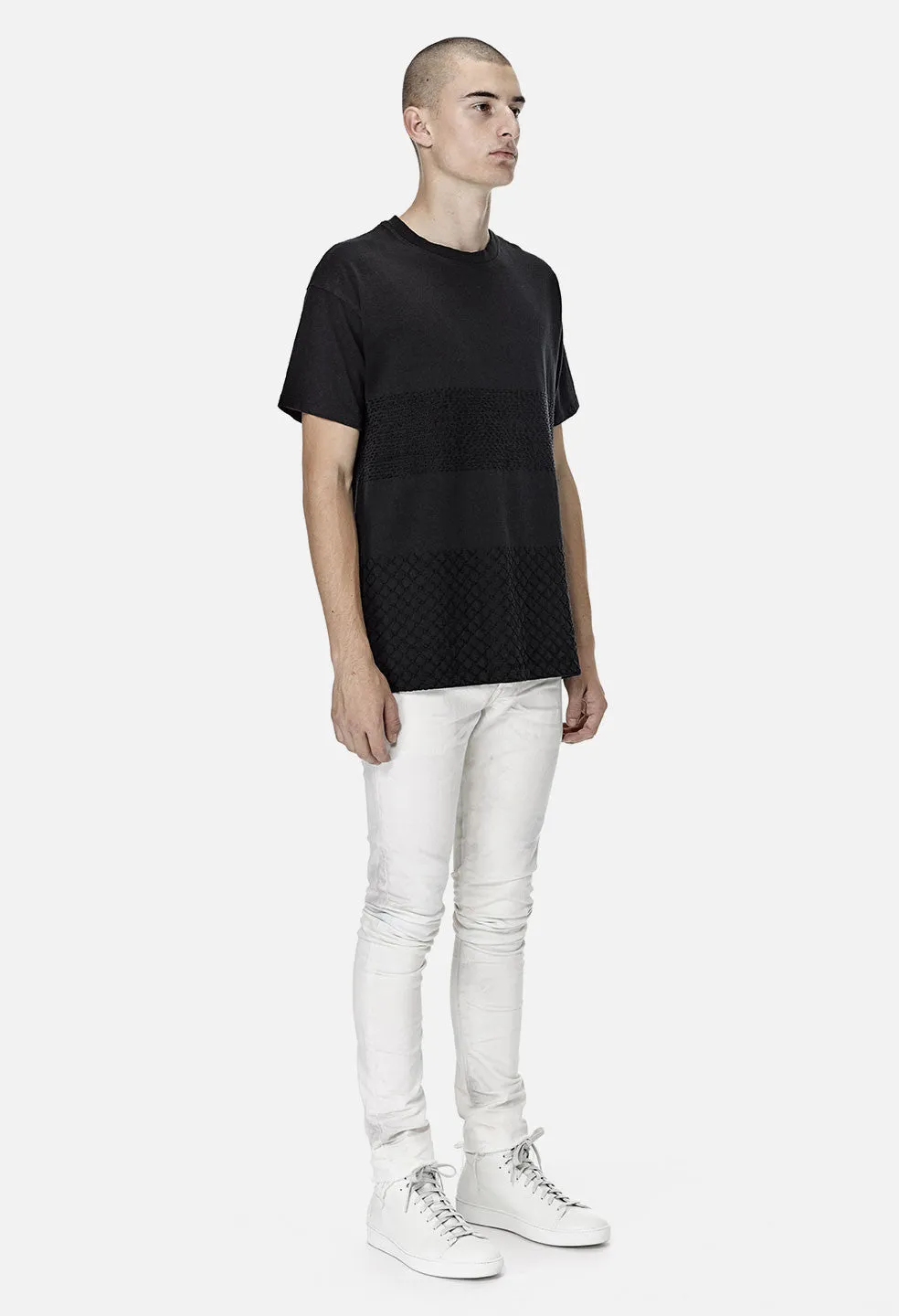 Sashiko Cropped Tee / Black