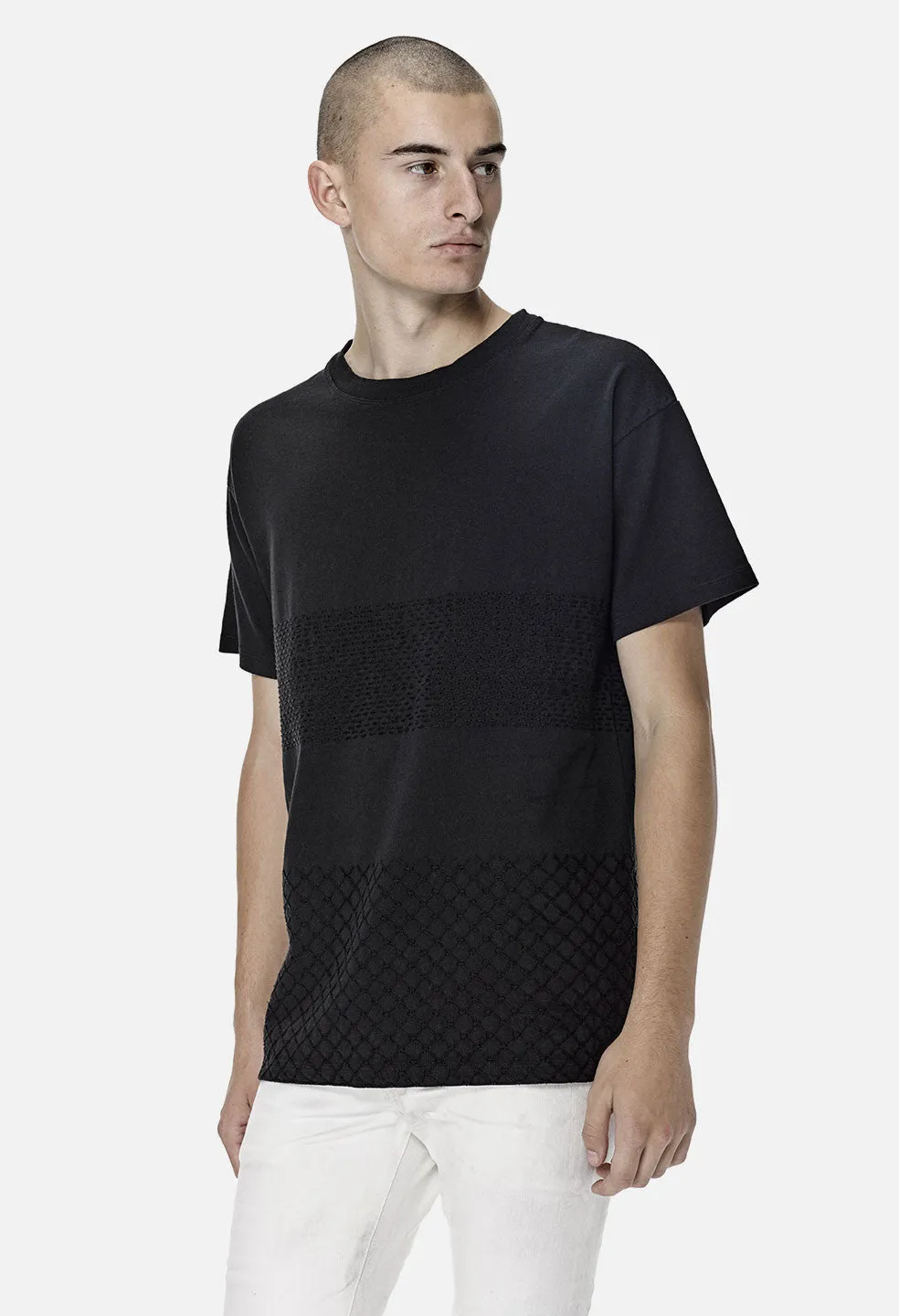 Sashiko Cropped Tee / Black