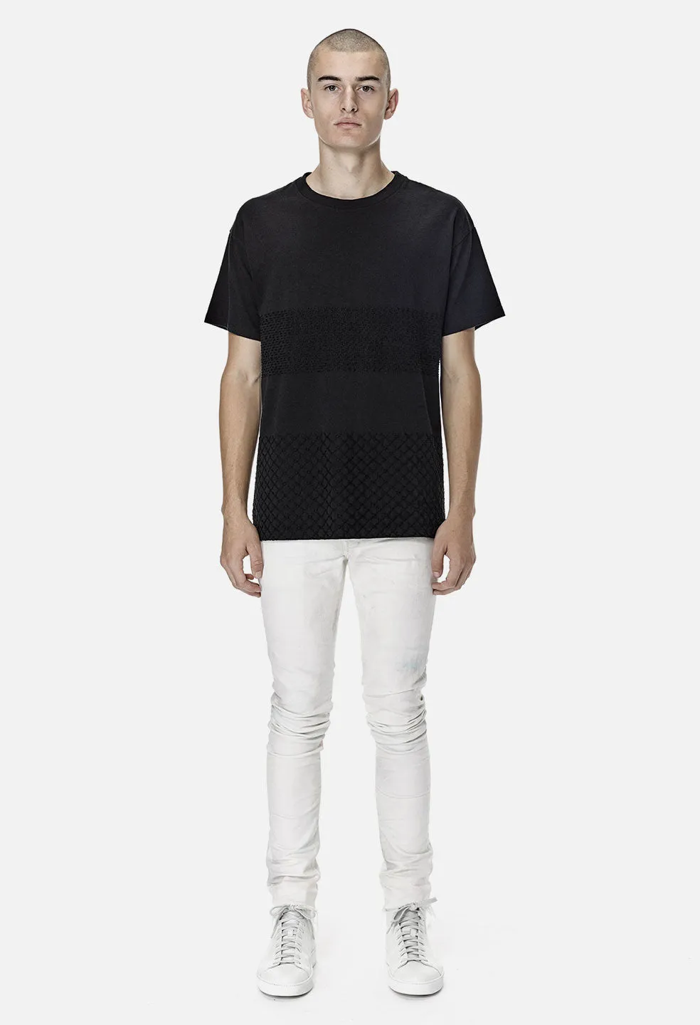 Sashiko Cropped Tee / Black