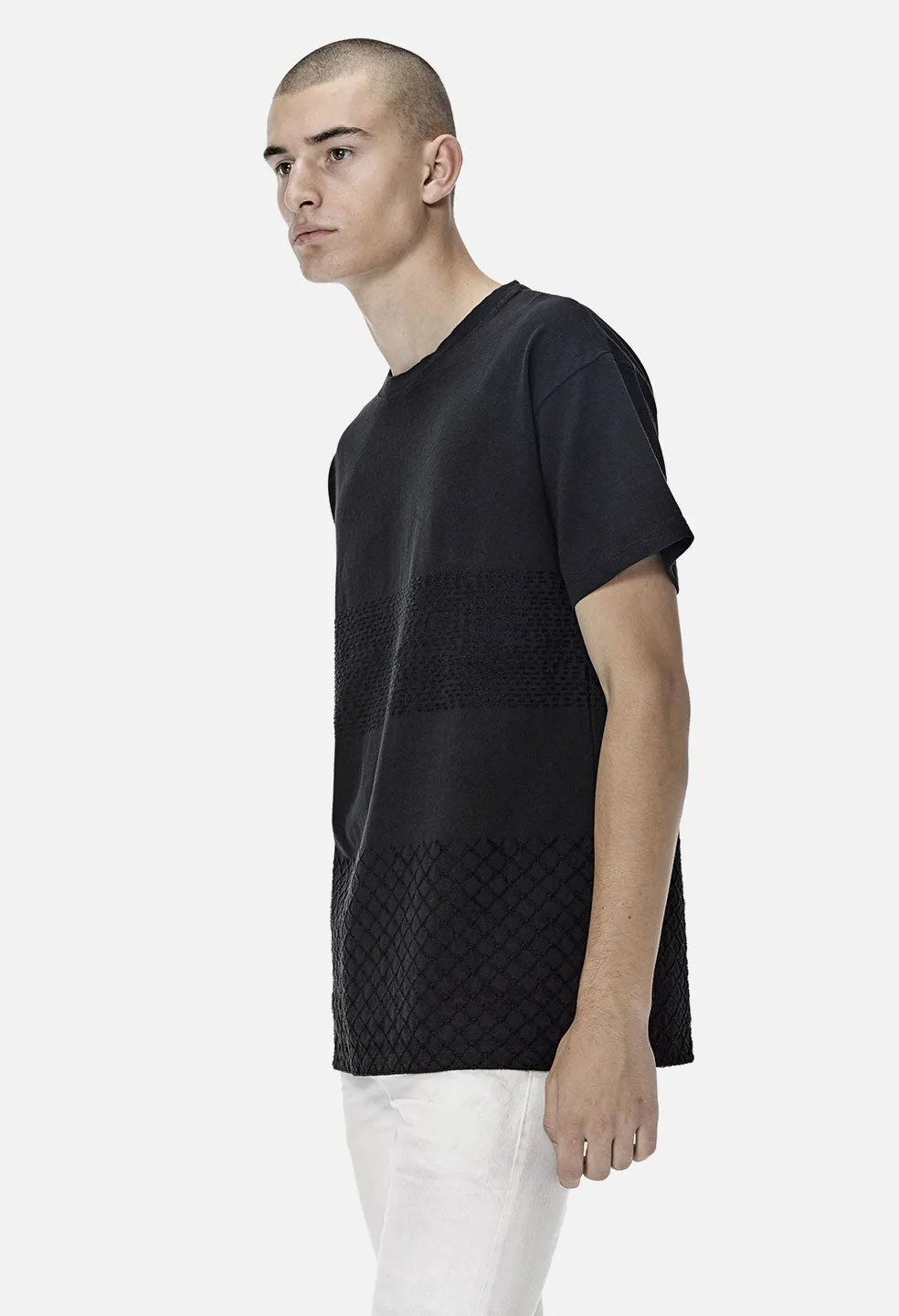 Sashiko Cropped Tee / Black