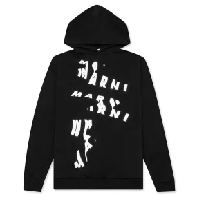 Scanned Logo Print Hooded Sweatshirt - Black