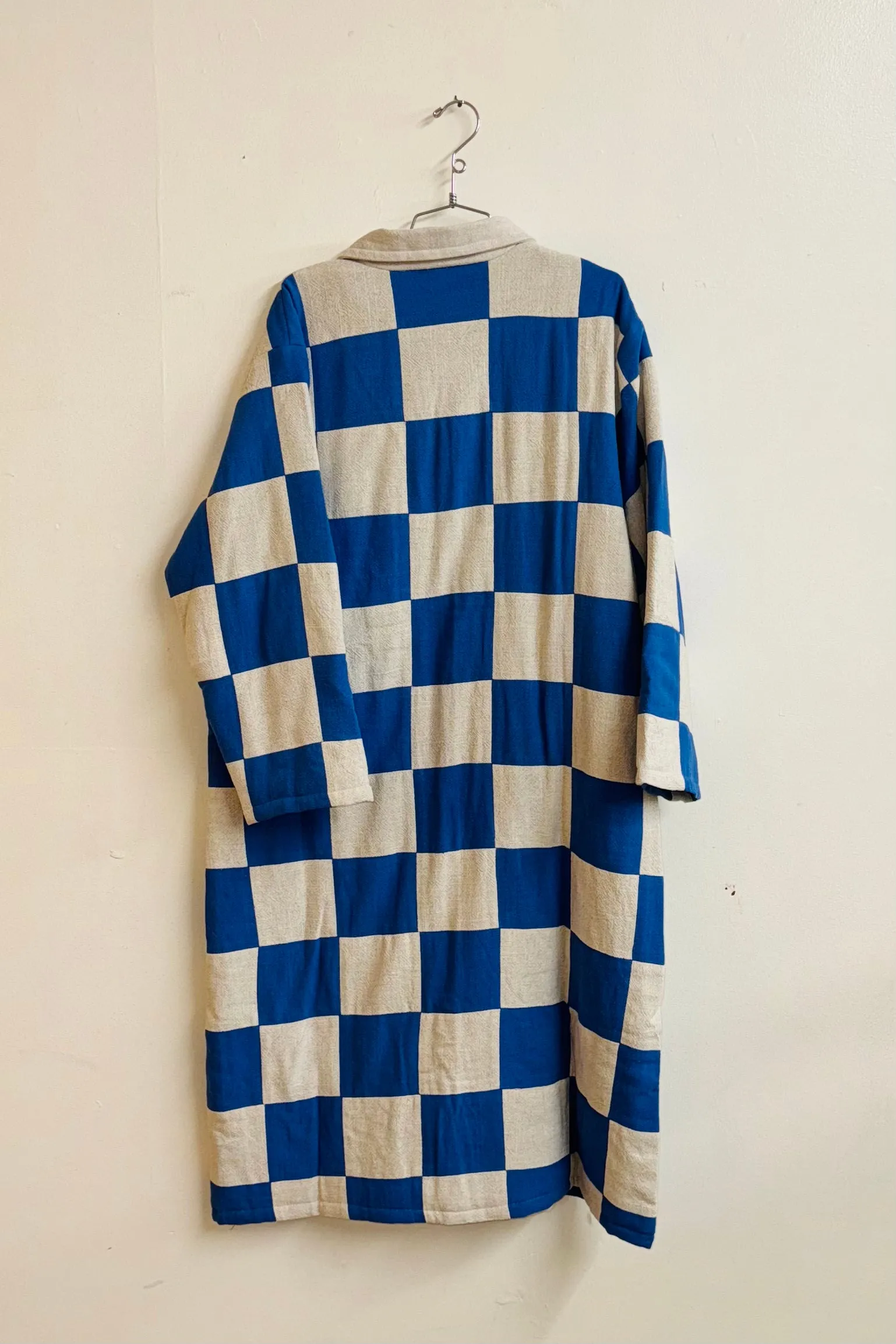 Scrap #11 Beige/Blue Chessboard Coat M/L