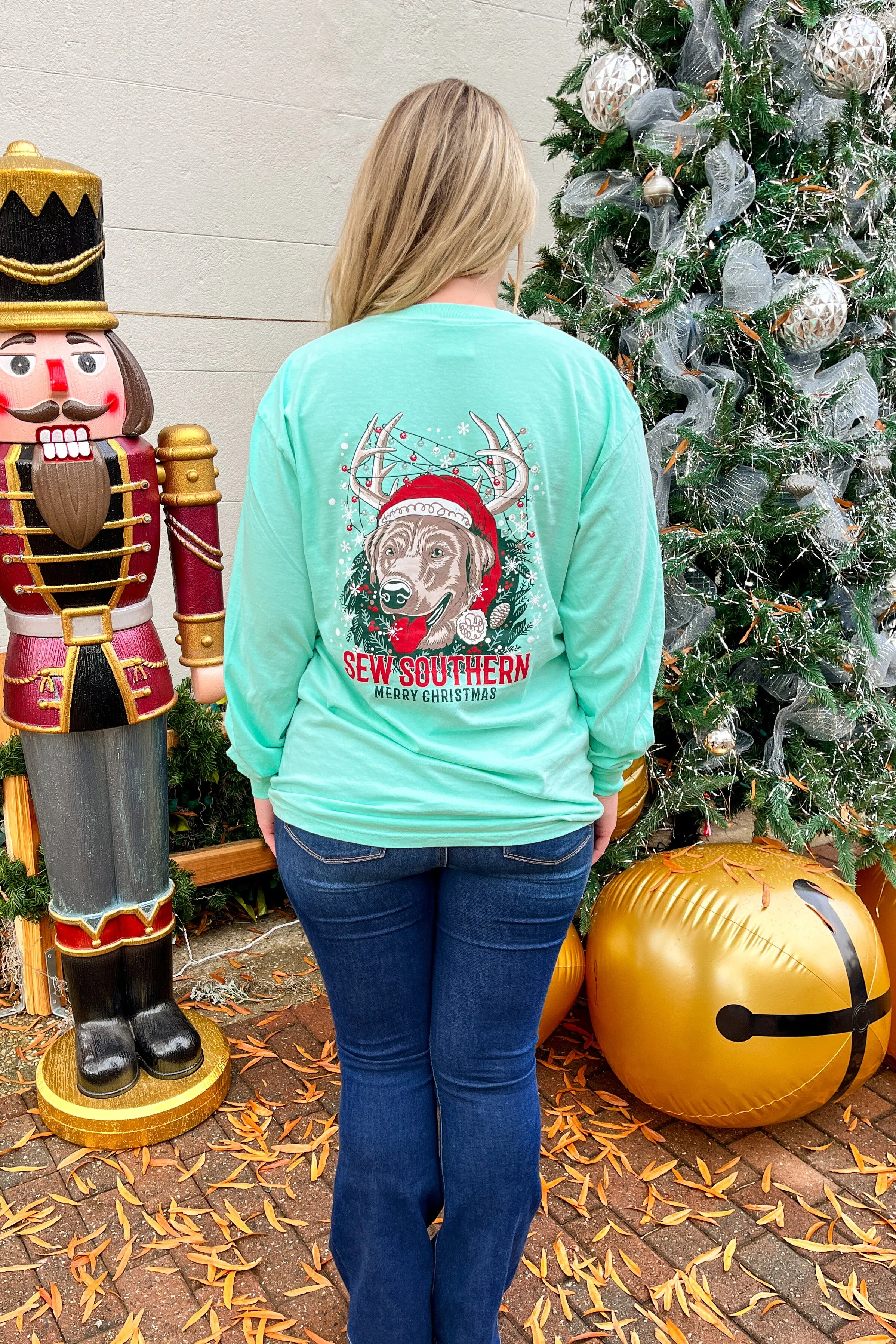 Sew Southern Christmas Logo Graphic Tee, Long Sleeve