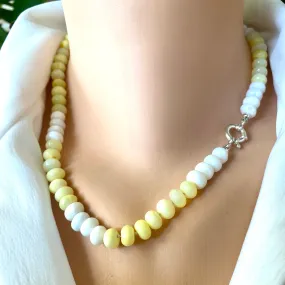 Shaded Yellow Opal Candy Necklace, 18inches, Sterling Silver Marine Clasp